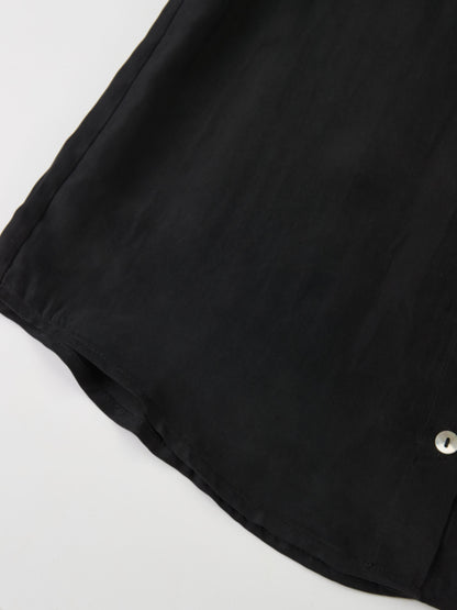 Cupro Button Down Blouse - Black