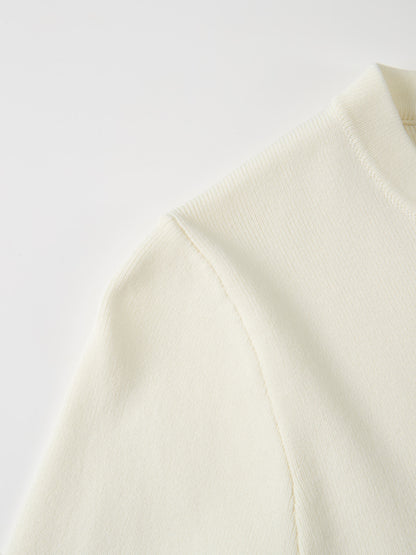Gold Button Crop Cardigan - Cream