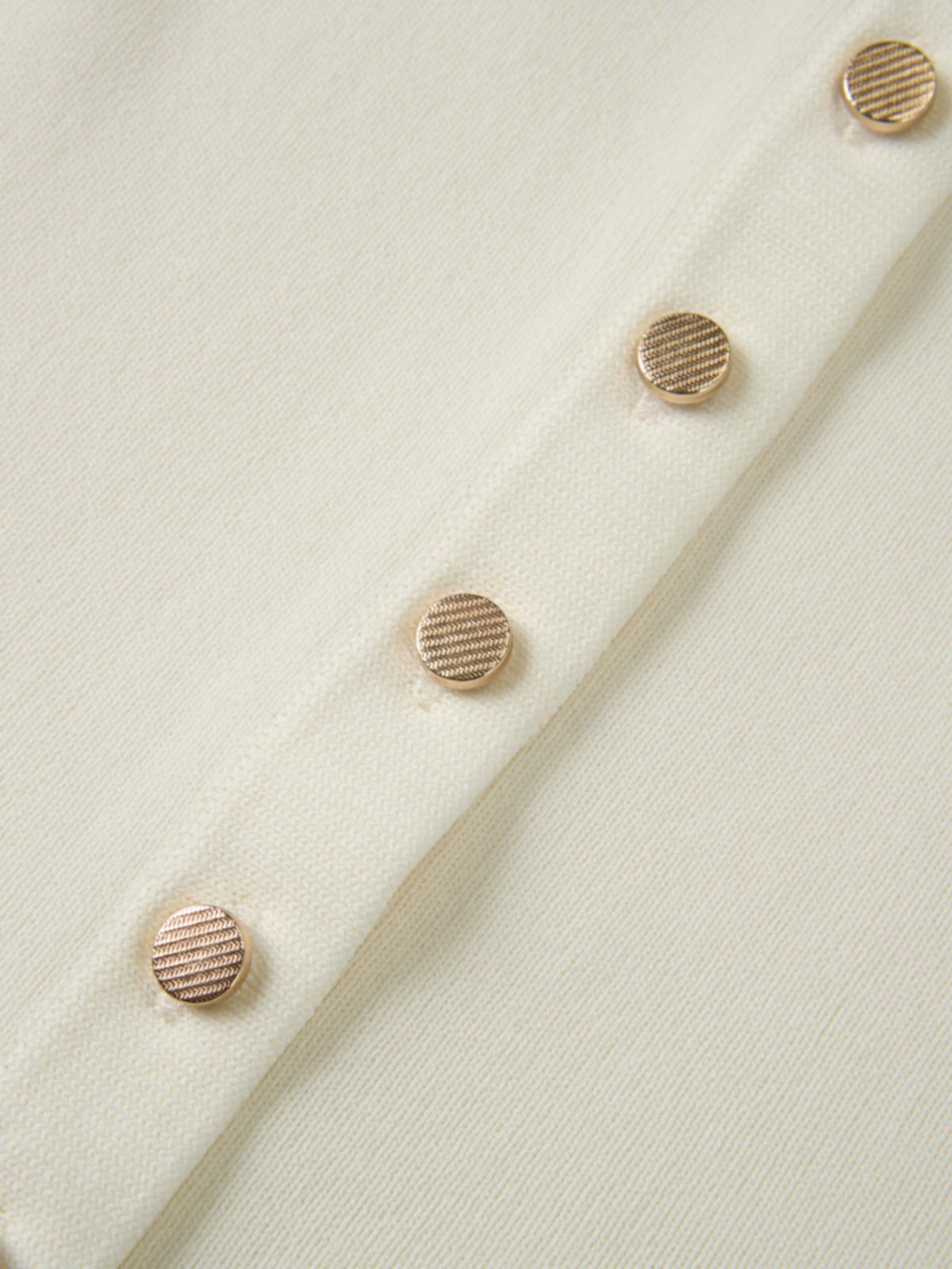 Gold Button Crop Cardigan - Cream
