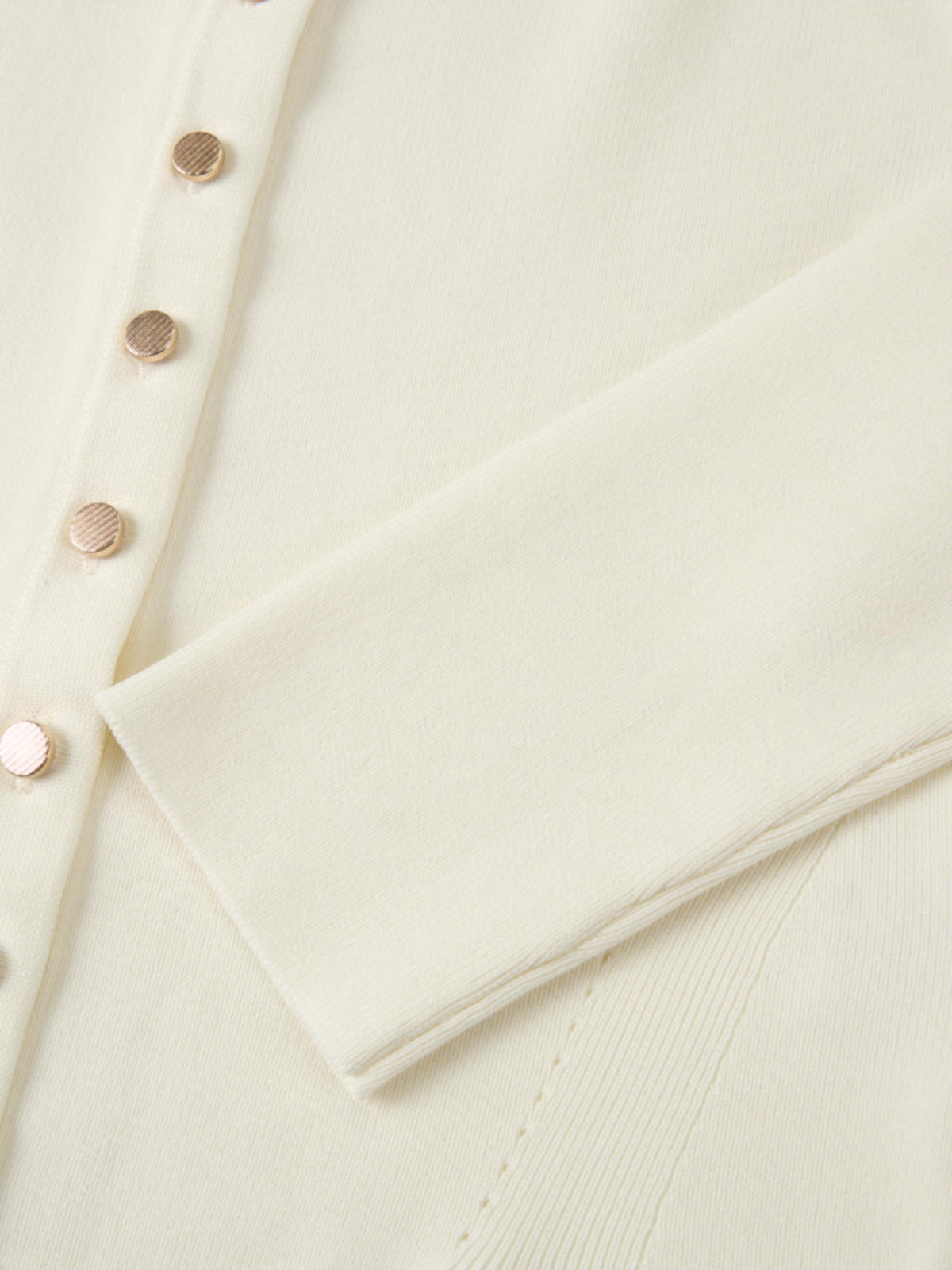 Gold Button Crop Cardigan - Cream