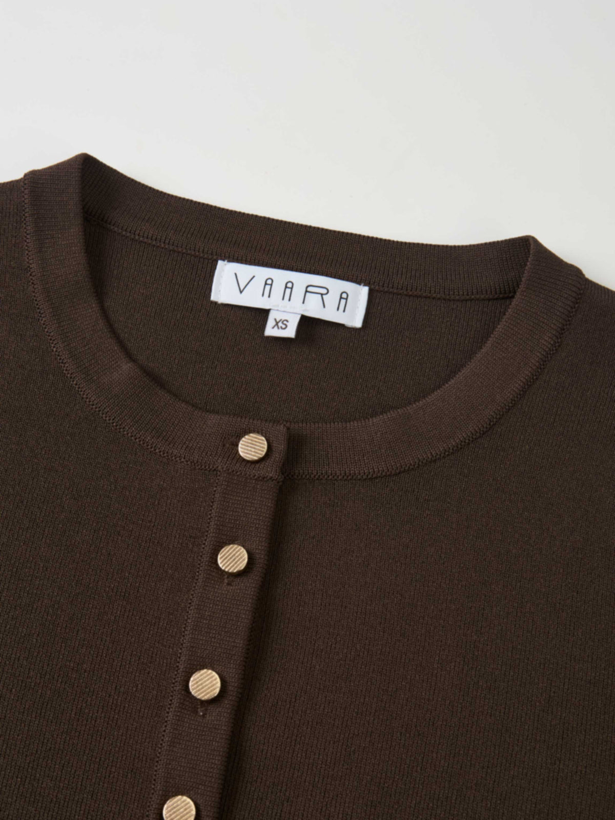 Gold Button Crop Cardigan - Brown