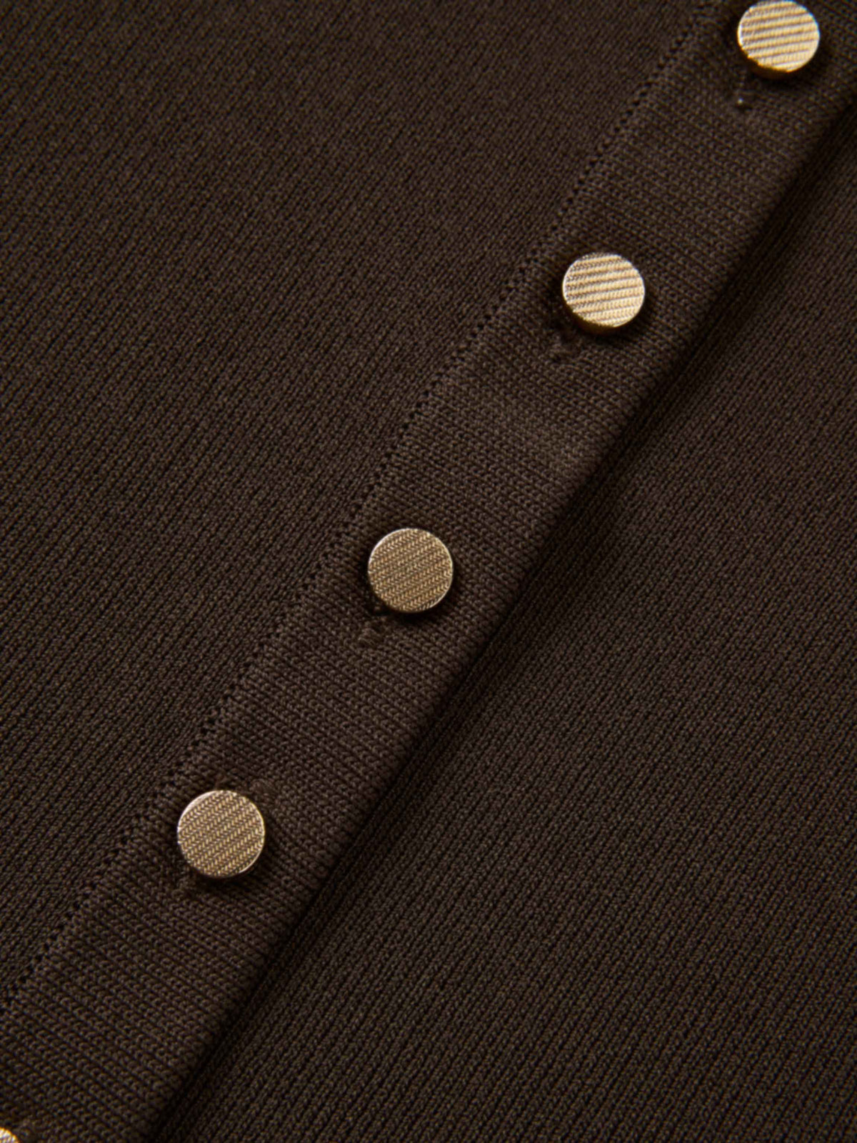 Gold Button Crop Cardigan - Brown