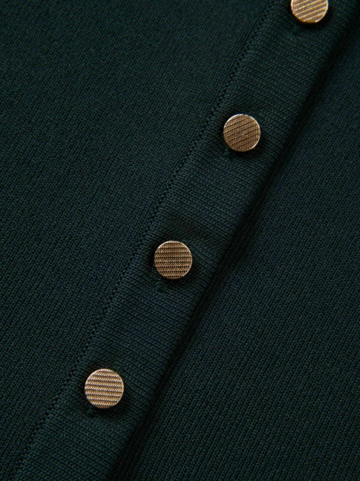 Gold Button Crop Cardigan - Emerald Green