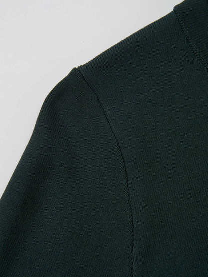 Gold Button Crop Cardigan - Emerald Green