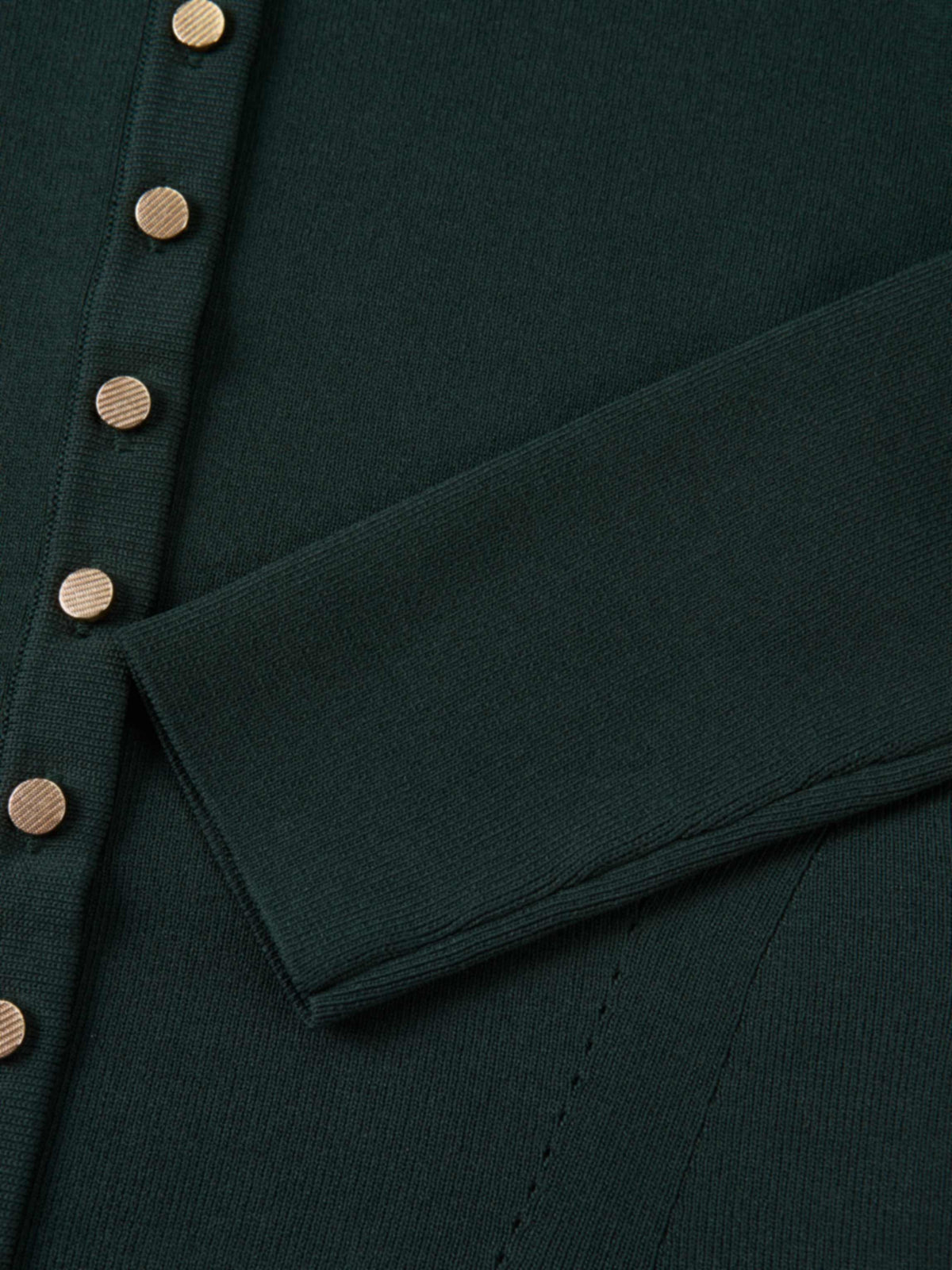 Gold Button Crop Cardigan - Emerald Green