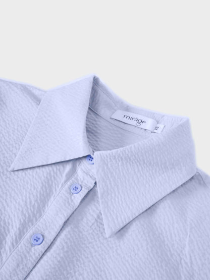 Long Button Down Shirtdress-Light Blue