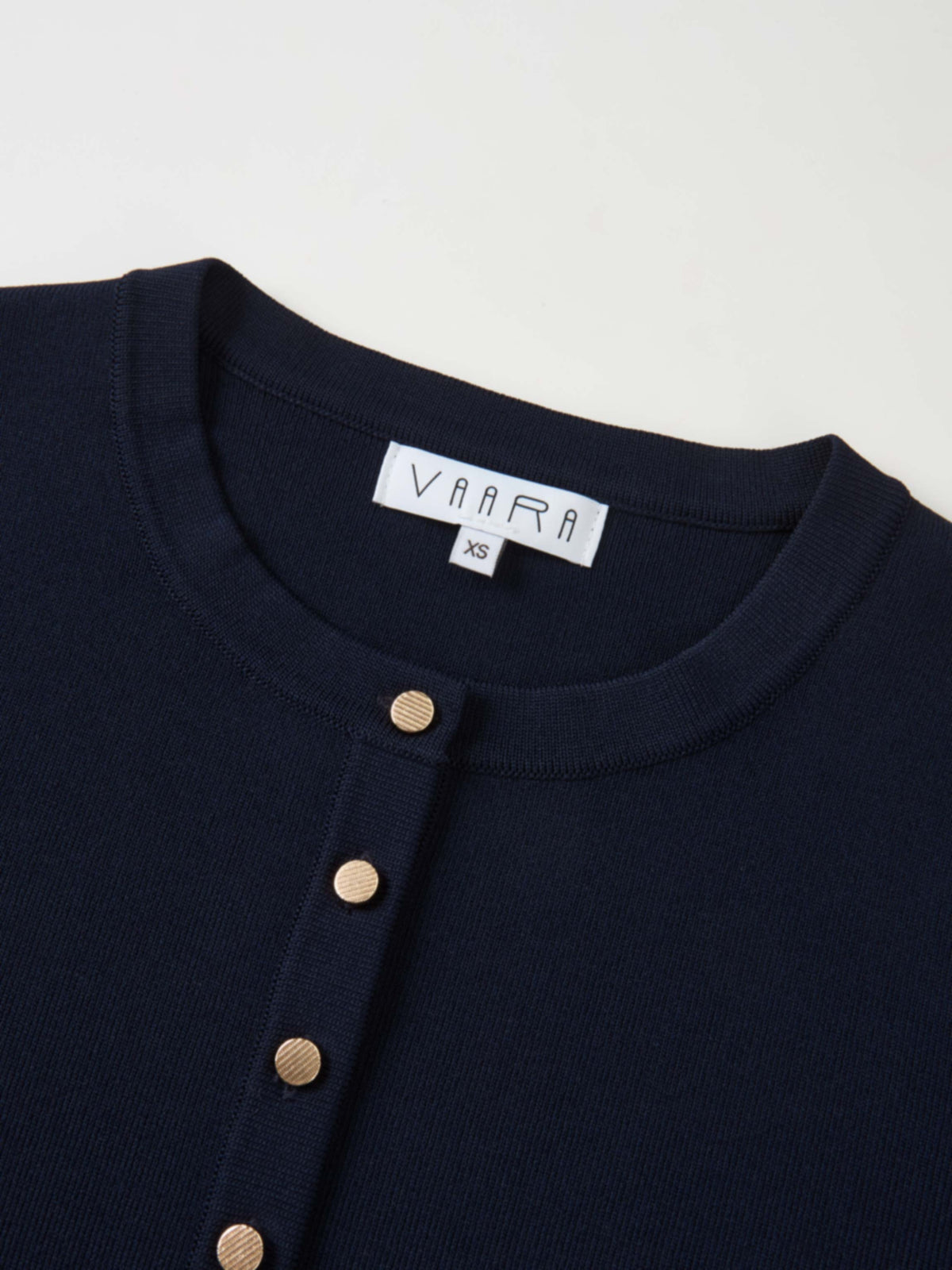 Gold Button Crop Cardigan - Navy