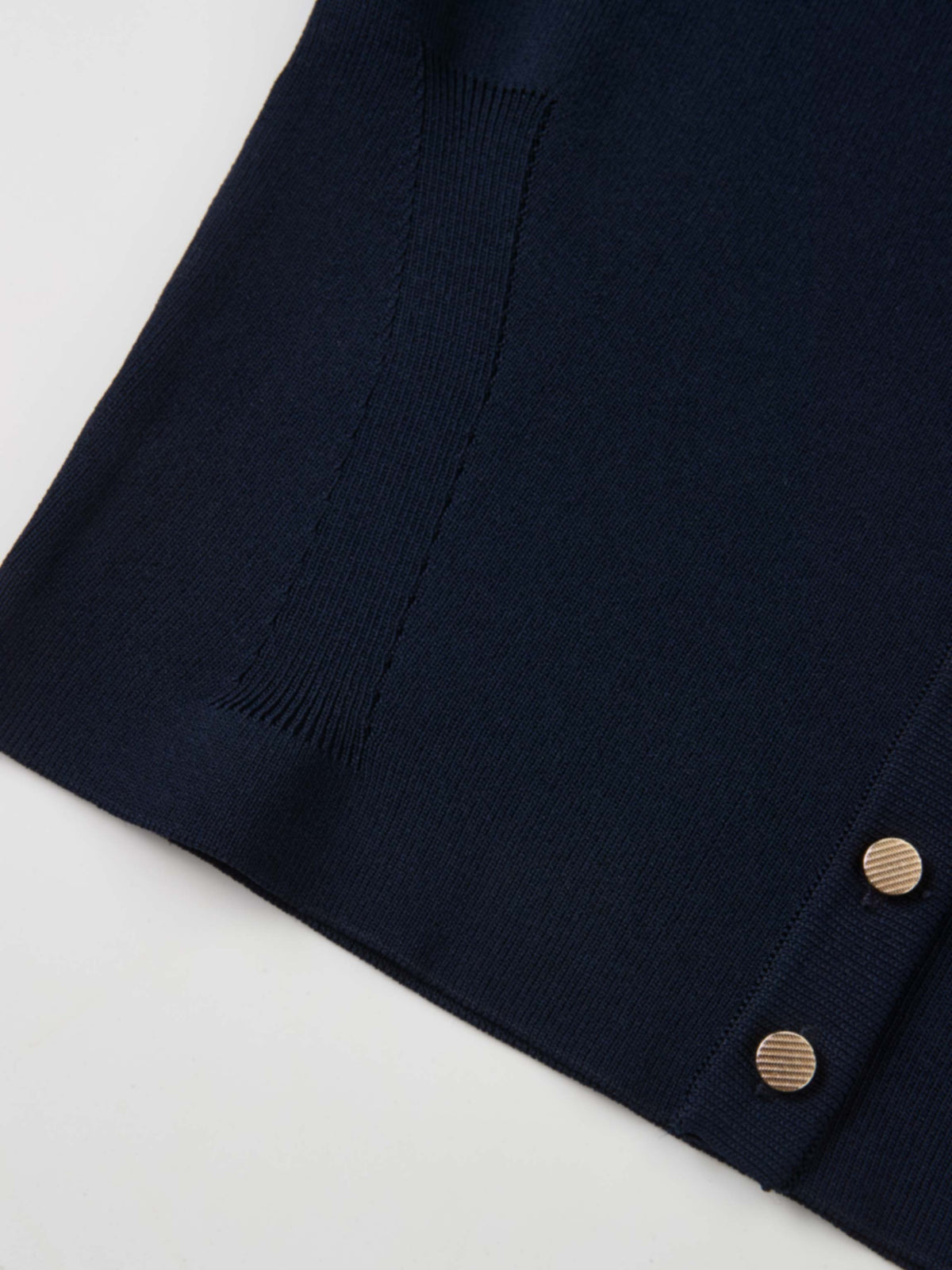 Gold Button Crop Cardigan - Navy