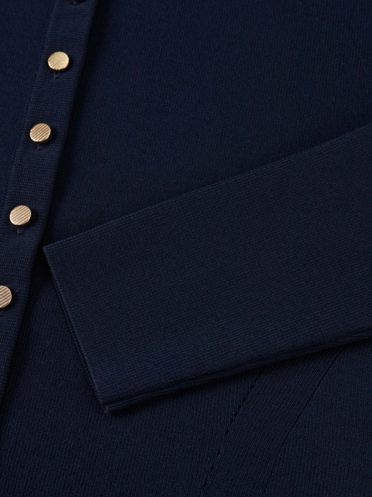 Gold Button Crop Cardigan - Navy