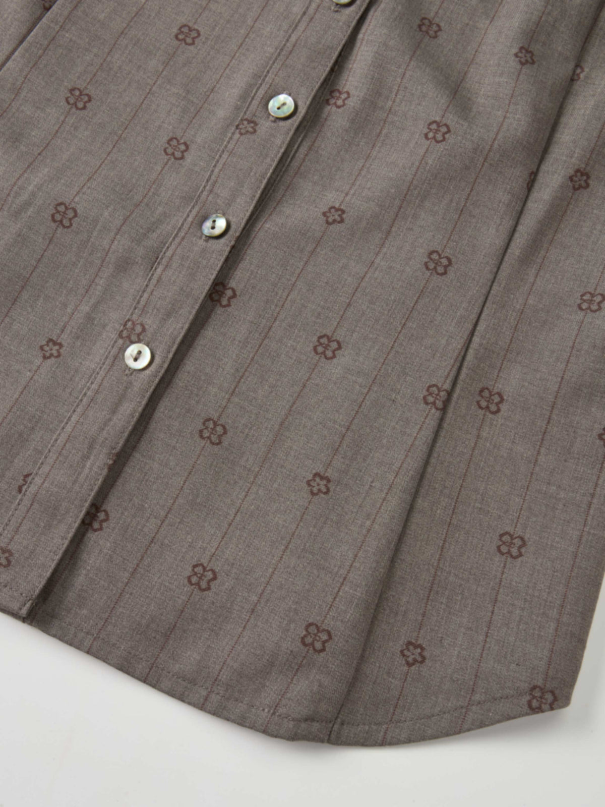 Printed Collar Detail Blouse - Grey