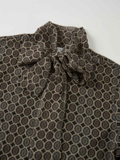 Button Down Bow Blouse - Geo Sparkle