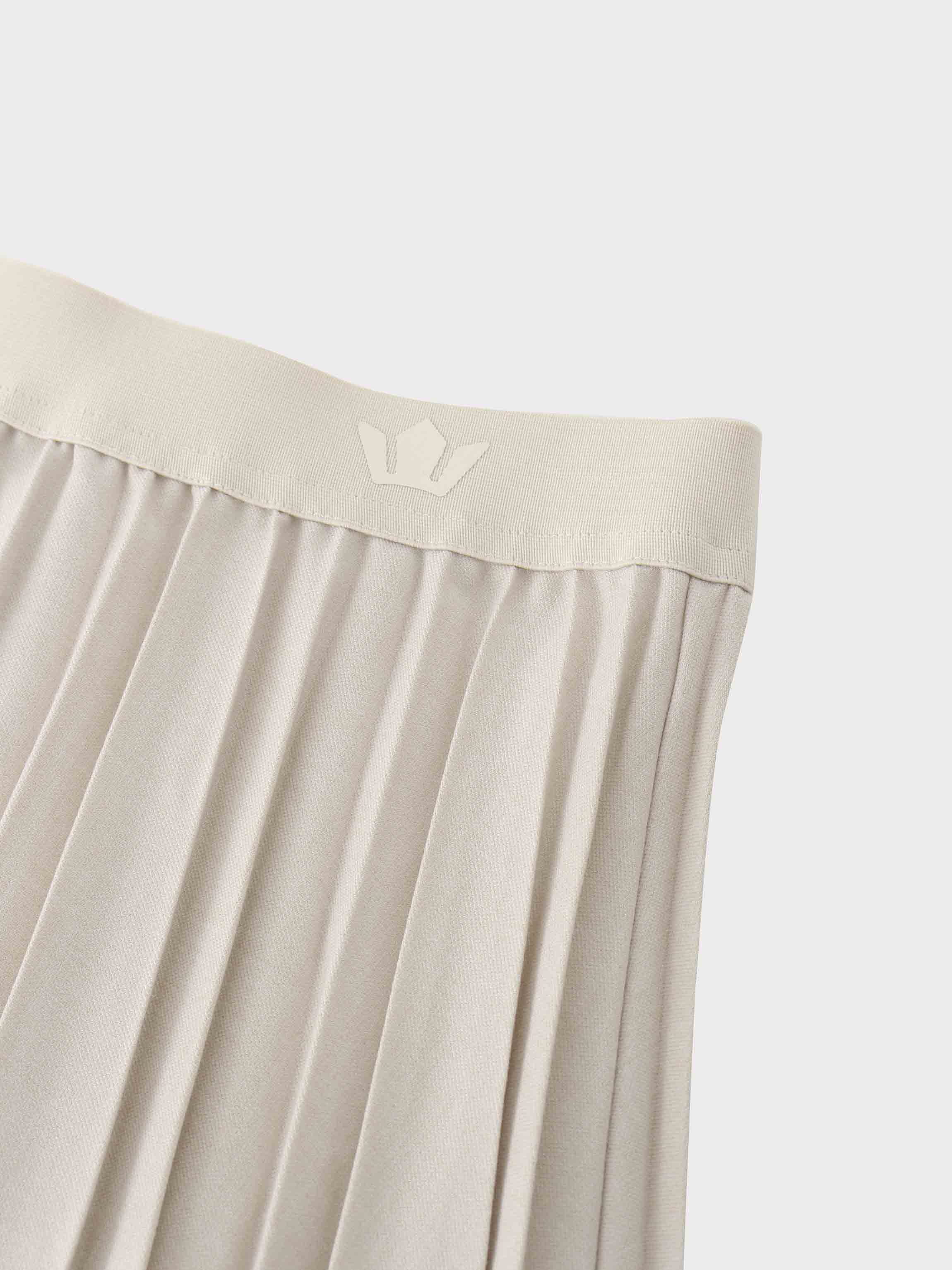 Merino Pleated Skirt-Ivory