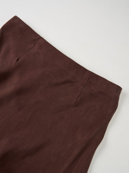 Cupro Slip Skirt - Brown 37"
