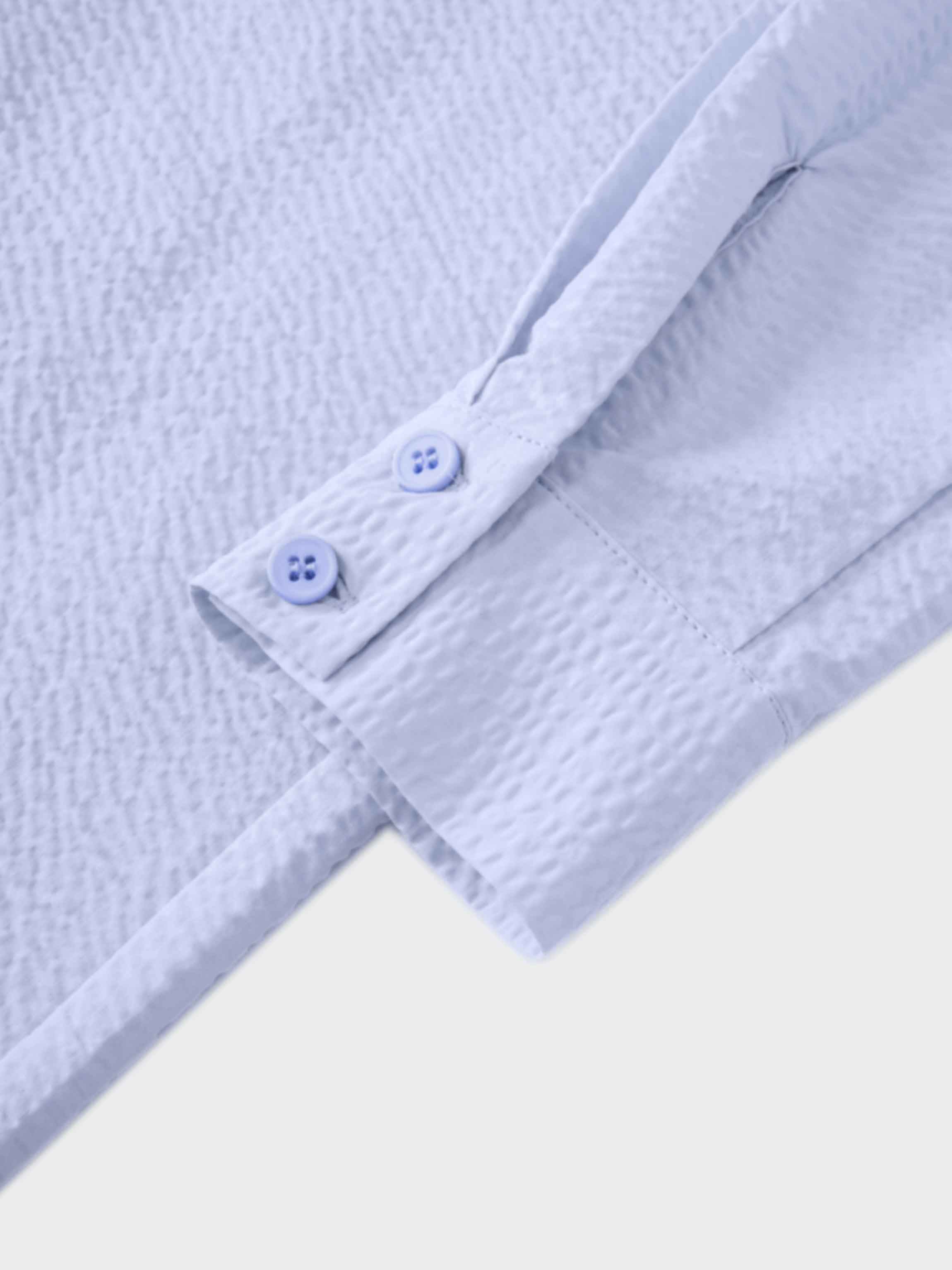 Long Button Down Shirtdress-Light Blue