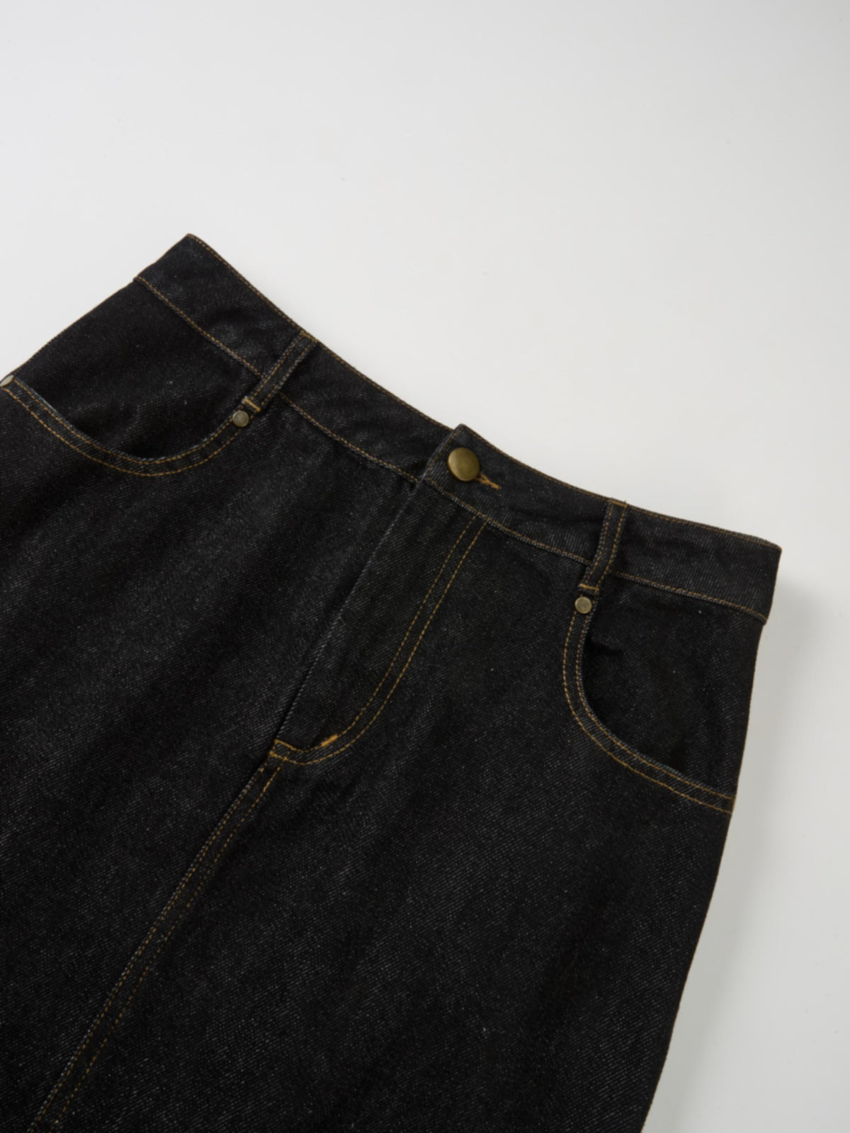 Classic Straight Denim Skirt - Black