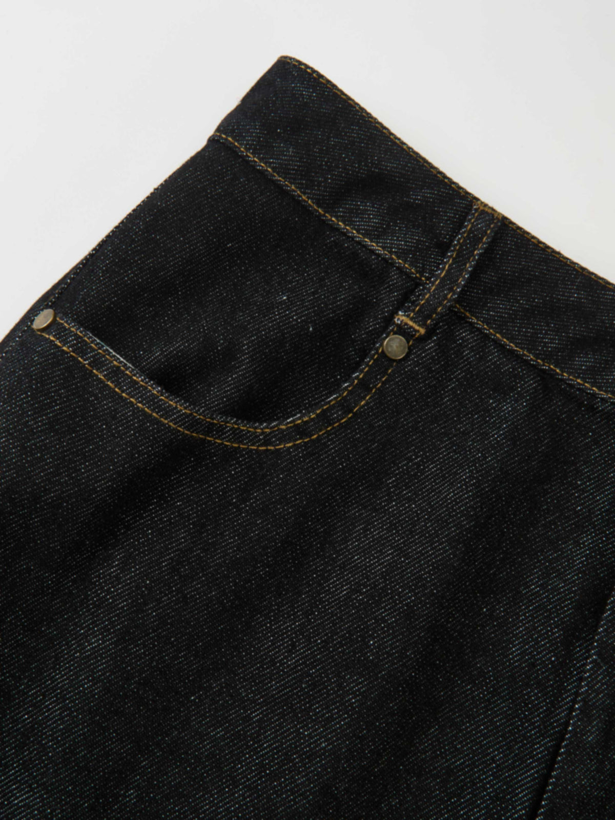 Classic Straight Denim Skirt - Black