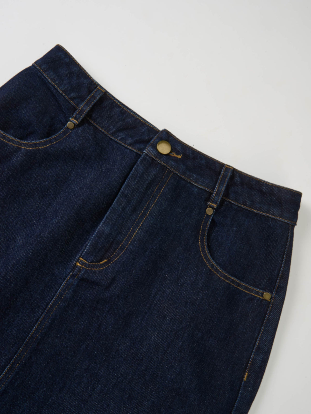 Classic Straight Denim Skirt - Dark Blue