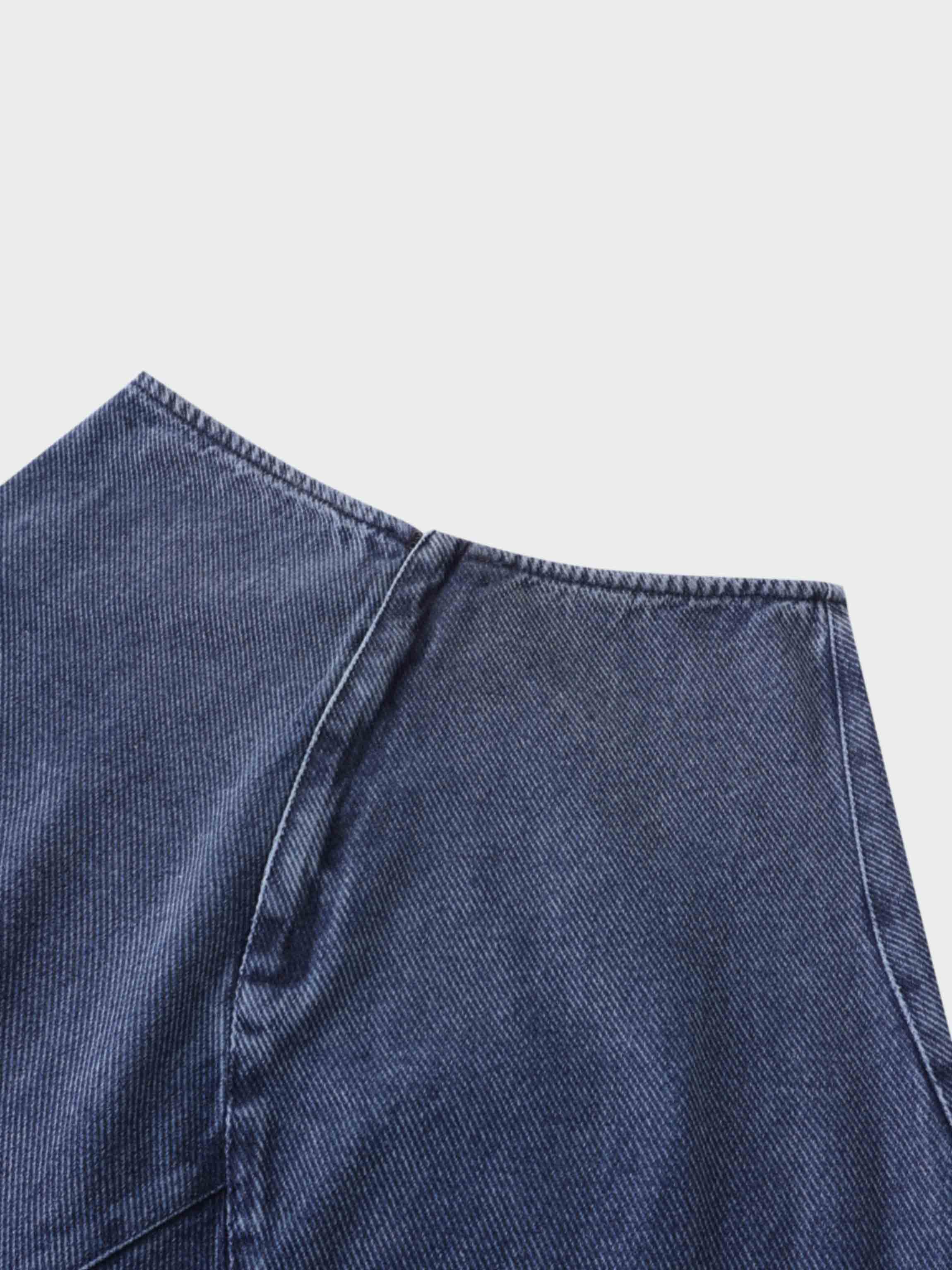 Seamed A-line Denim Skirt-Blue