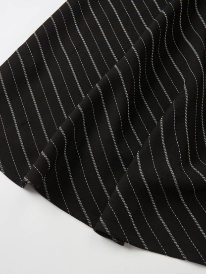 Drop Waist Maxi Dress - Black Pinstripe