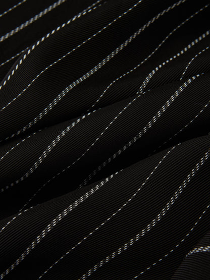 Drop Waist Maxi Dress - Black Pinstripe