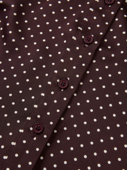 Mini Dot Blouse - Burgundy