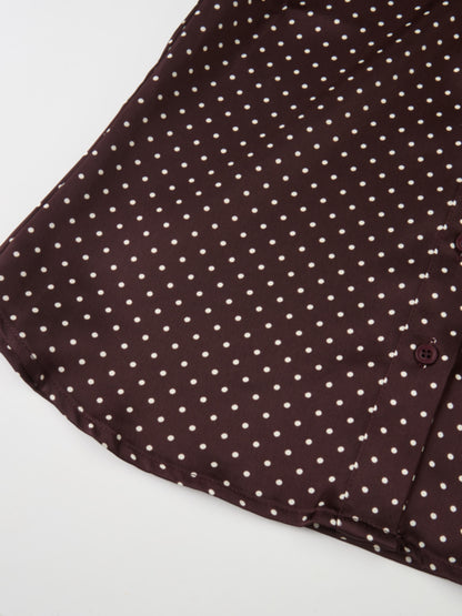 Mini Dot Blouse - Burgundy