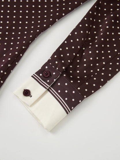 Mini Dot Blouse - Burgundy