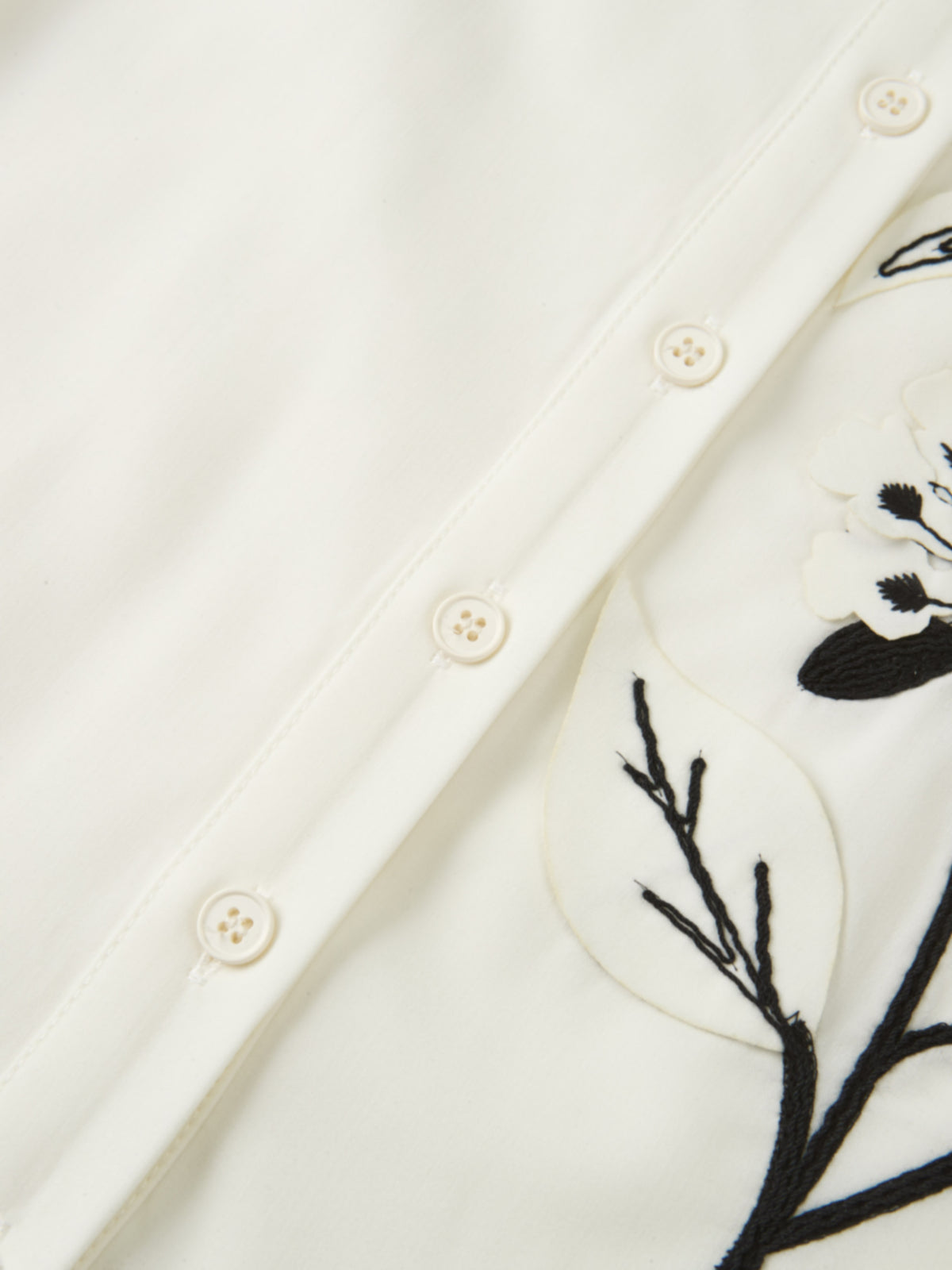 Floral Applique Blouse - Cream/Black