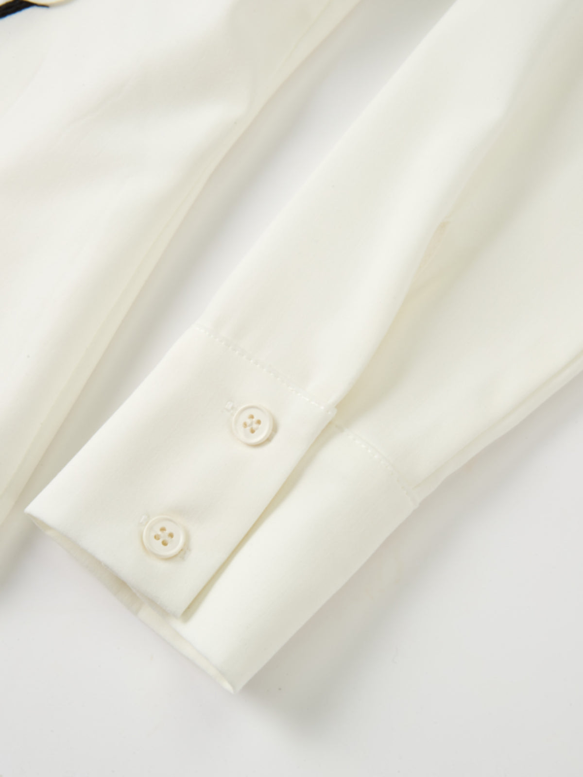 Floral Applique Blouse - Cream/Black