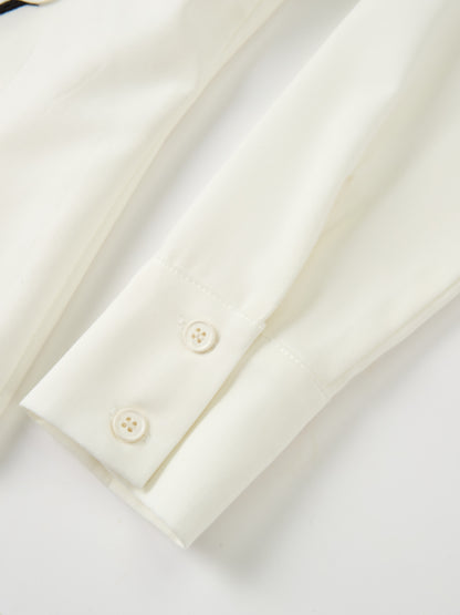 Floral Applique Blouse - Cream/Black