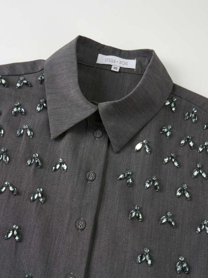 Embelished Blouse - Grey