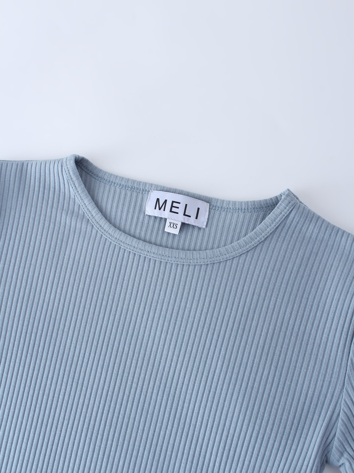 WIDE RIBBED CREW-BLUE GREY