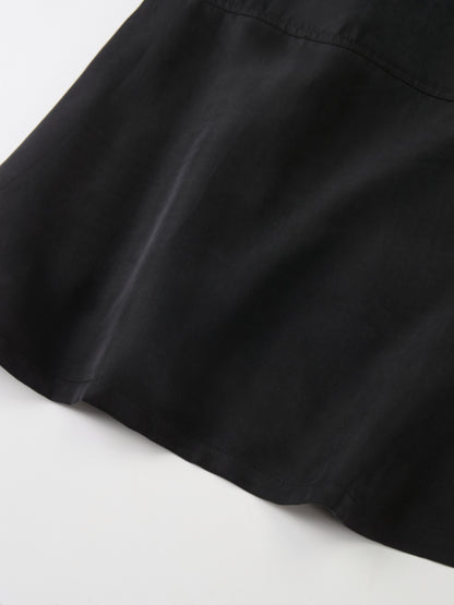 Drawstring Cupro Skirt - Black