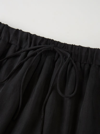 Drawstring Cupro Skirt - Black