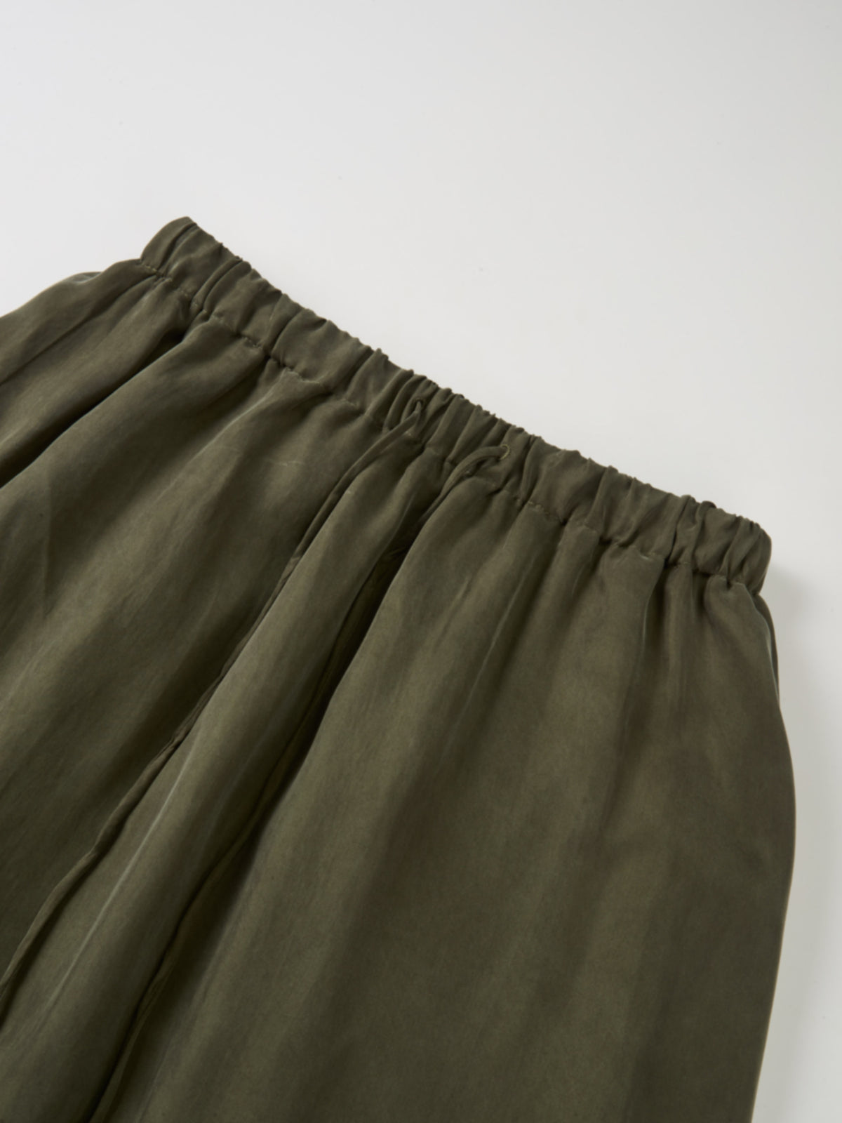 Drawstring Cupro Skirt - Olive Green
