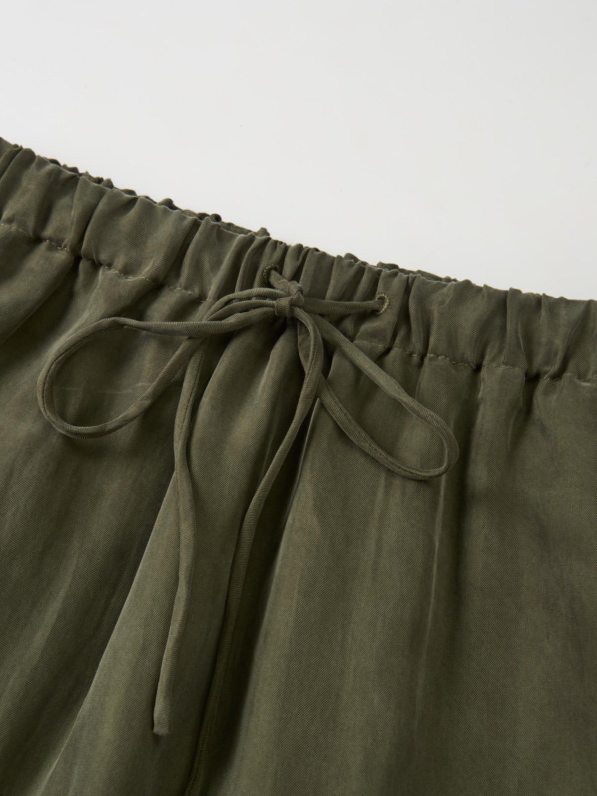 Drawstring Cupro Skirt - Olive Green