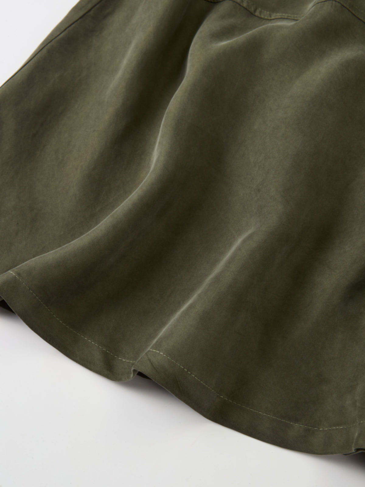 Drawstring Cupro Skirt - Olive Green
