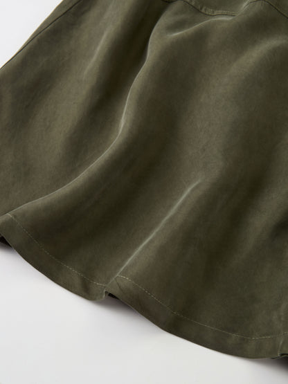 Drawstring Cupro Skirt - Olive Green