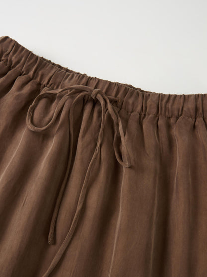Drawstring Cupro Skirt - Light Brown