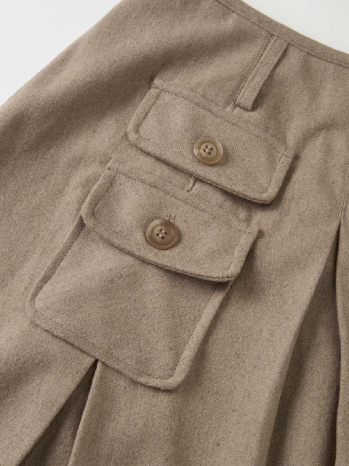 Pocket Detail Pleat Skirt - Warm Taupe