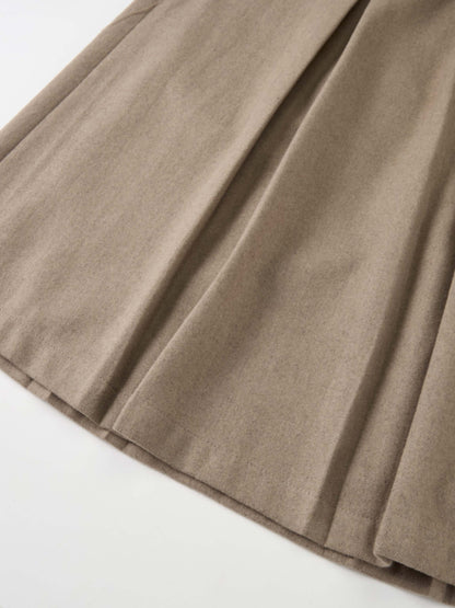 Pocket Detail Pleat Skirt - Warm Taupe