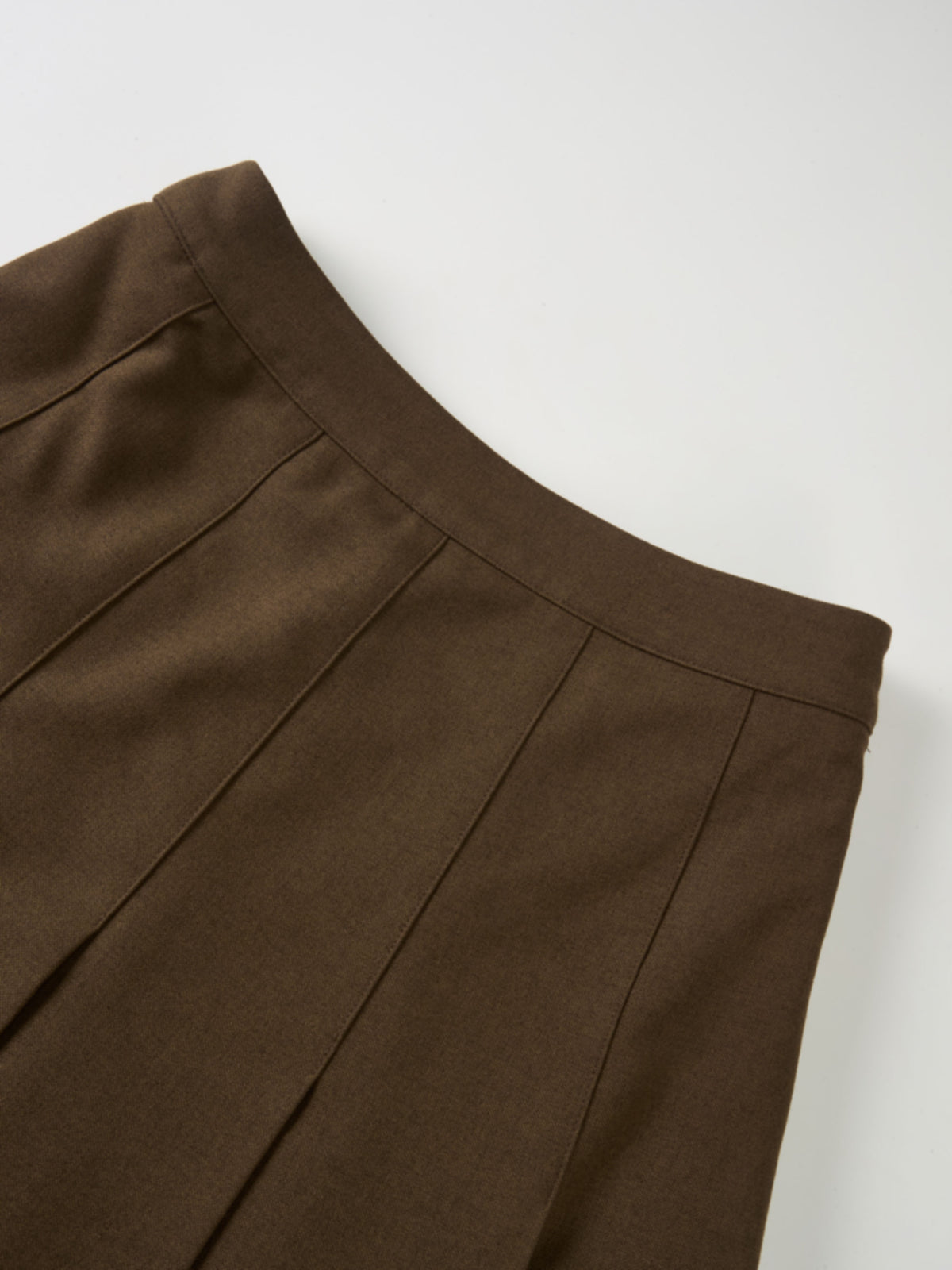 Stitch Down Pleated Basic Skirt - Military Brown