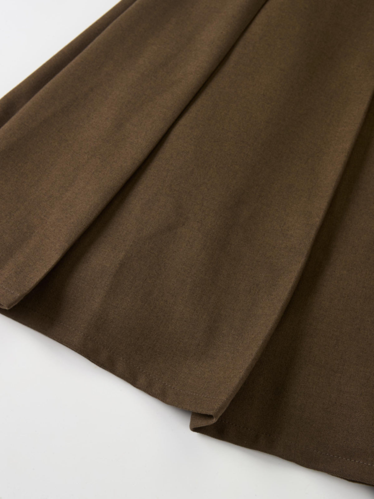 Stitch Down Pleated Basic Skirt - Military Brown
