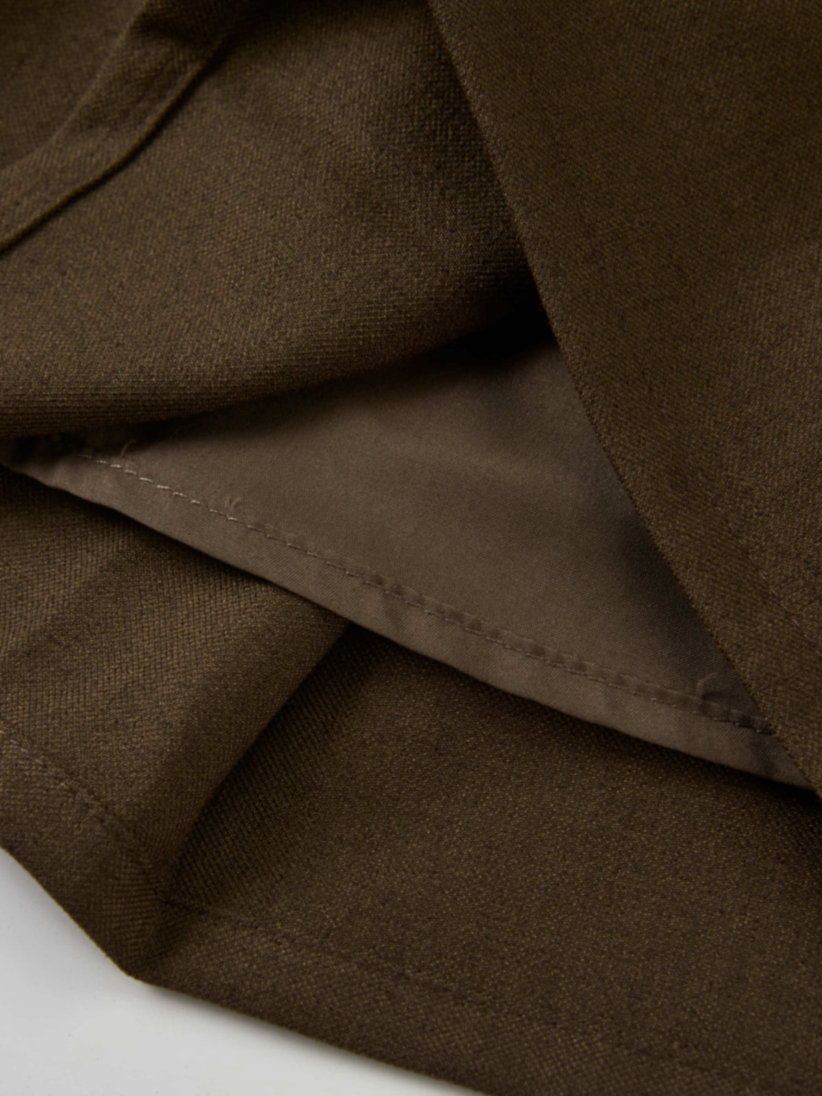 Stitch Down Pleated Basic Skirt - Military Brown
