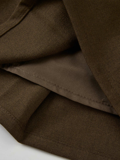 Stitch Down Pleated Basic Skirt - Military Brown