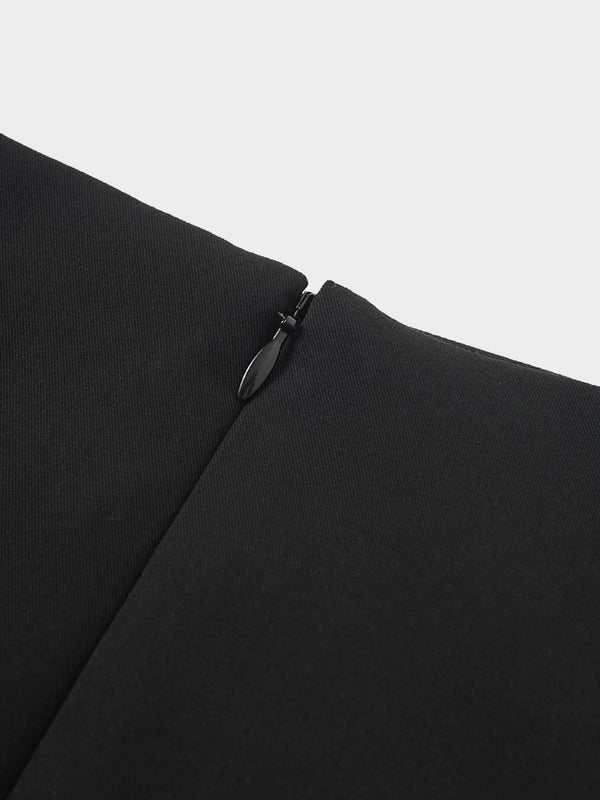 Side Loop Straight Maxi Skirt-Black
