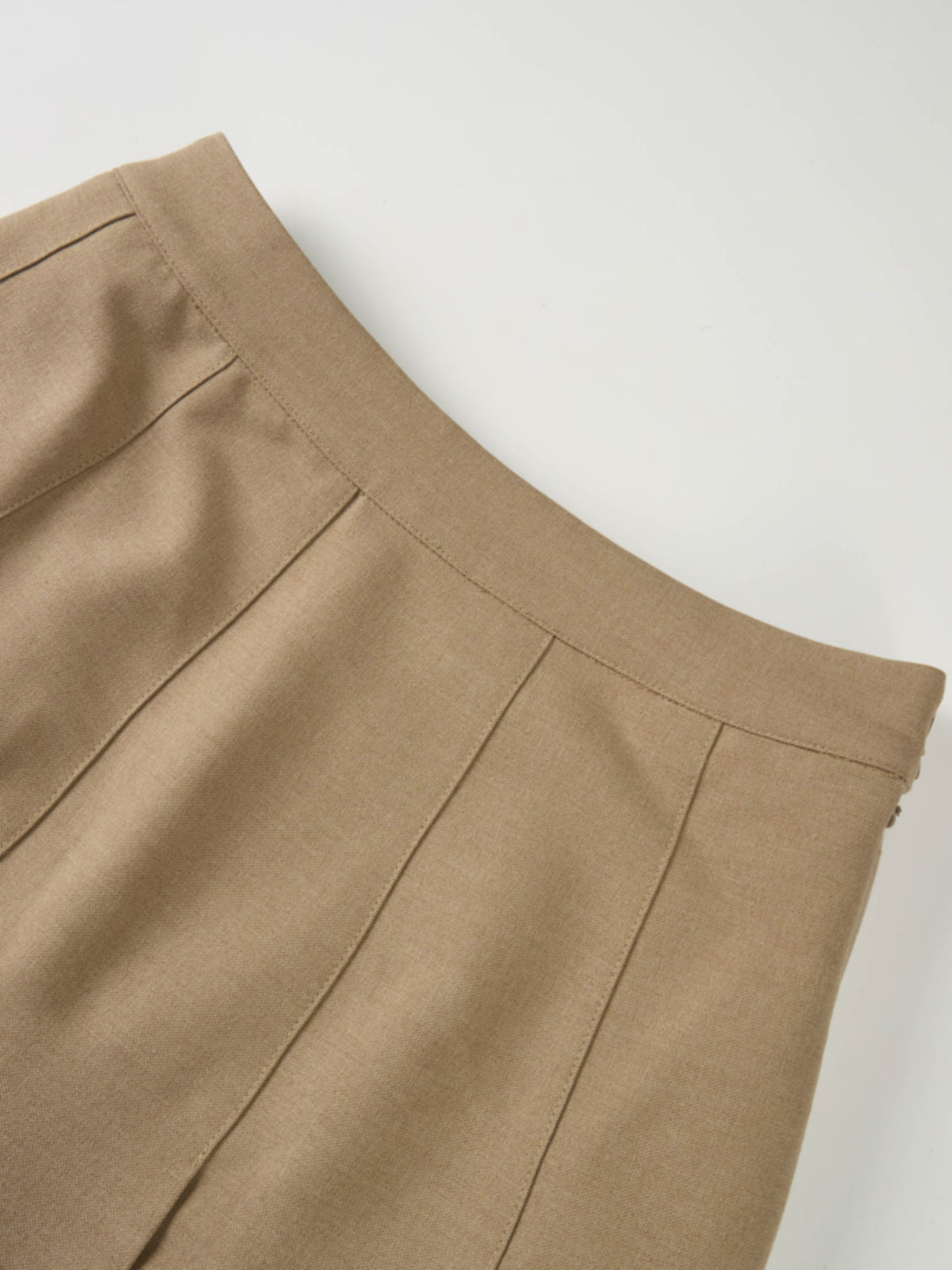 Stitch Down Pleated Basic Skirt - Camel
