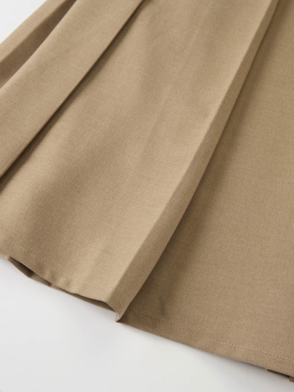 Stitch Down Pleated Basic Skirt - Camel