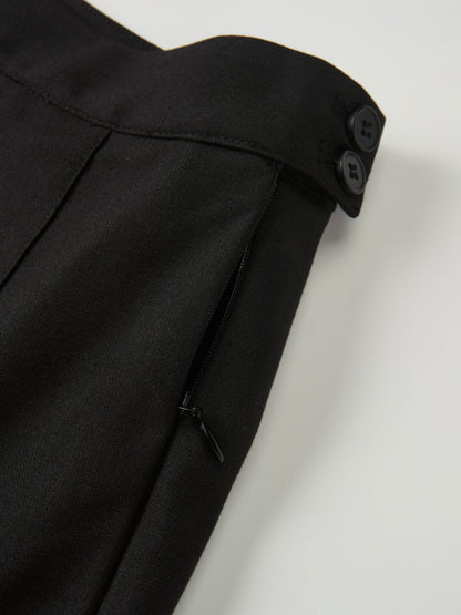 Stitch Down Pleated Basic Skirt - Black