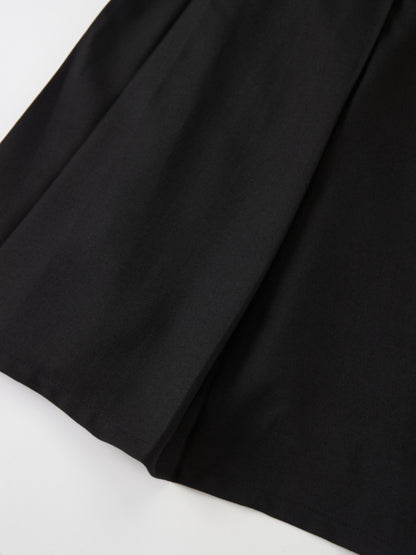 Stitch Down Pleated Basic Skirt - Black